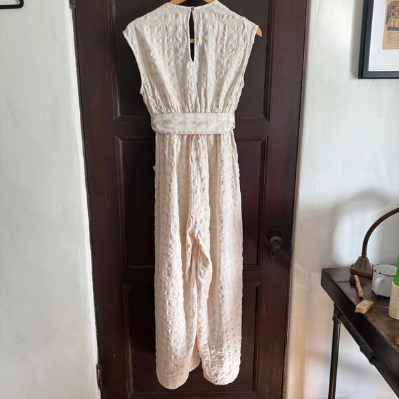 MARA HOFFMAN | Whitney Cotton Windowpane Wide Leg Jumpsuit Cover up Extra Small - Picture 3 of 9